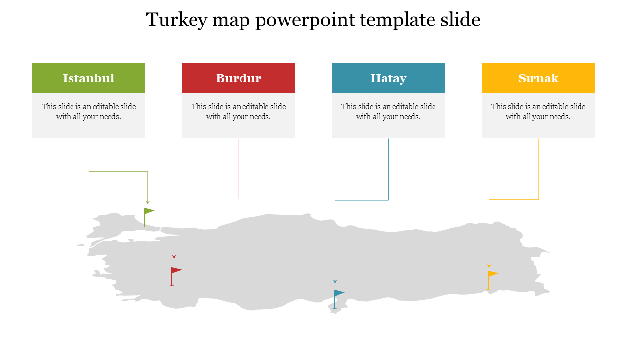 Turkey map powerpoint template slide
